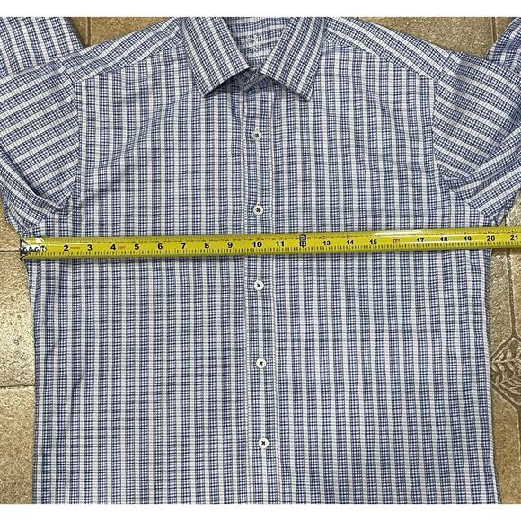 Bugatchi Uomo Shaped Fit Men Size Small Check Flip Cuffs Long Sleeve Dress Shirt - Picture 3 of 12